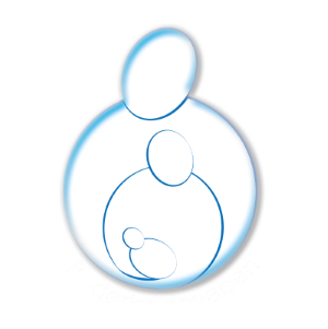 Logo Paderkinderleben blaue Figuren auf weißem Grund